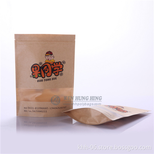 Eco Kraft Paper Bag with Clear Window Zipper Stand up Pouch Manufacturer